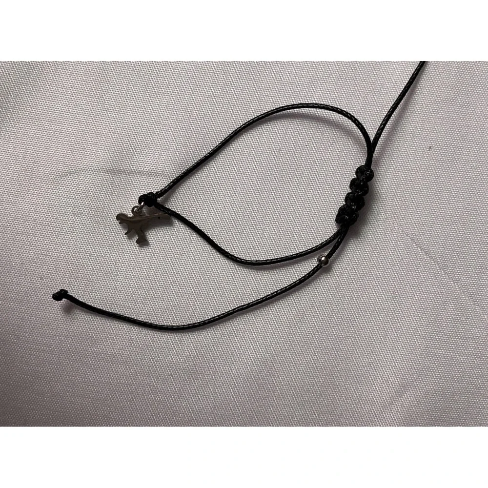First Day of Kindergarten Mommy and Me Dinosaur Heart Bracelet Set Black Cord